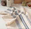 Pure Belgian Linen Tea Towel - Blue Stripe