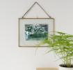 Landscape double sided glass and brass metal hanging frame (25 x 20cm)