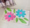 Tufted cotton bath mat - Green and pink flowers