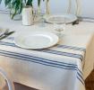  Pure Belgian linen tablecloth (120 x 180cm) - Blue stripe