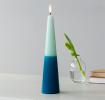 Tall two-colour cone candle - Dark blue-mint green