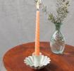 Enamel cupped flower candle holder - Light grey
