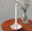 Enamel cupped flower candle holder - Pink