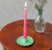 Enamel flat flower candle holder - Green