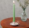 Enamel chamberstick candle holder - Pink