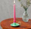 Enamel chamberstick candle holder - Green