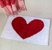 red heart on white - bathmat