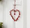 Handmade beaded heart decoration (7x7cm) - Red