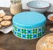 Cake storage tin - Blue and green Daisy