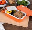 Double wall lunch box with divider - orange