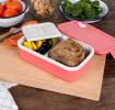 Double wall lunch box with divider - rose pink