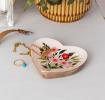 Wooden heart-shaped trinket dish - Flowers