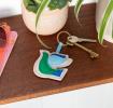 Faux leather keyring - Bird