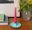 Enamel flat flower candle holder - aqua