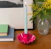 Enamel cupped flower candle holder - Vibrant pink