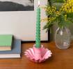 Enamel cupped flower candle holder - Pink