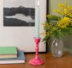 Enamel candlestick (13cm) - Vibrant pink