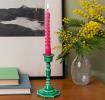 Enamel candlestick (13cm) - Dark green