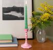 Enamel candlestick (13cm) - Pink