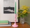 Enamel candlestick (19cm) - Pink