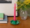 Enamel chamberstick candle holder - Dark green