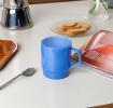 Stacking glass coffee cup 280ml - Milky blue