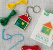 Stitch your own wooden keyring - House