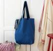 Two-tone cotton tote bag - Indigo blue