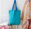 Two-tone cotton tote bag - Aqua blue
