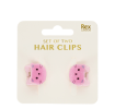 Mini hair claw clips (set of 2) - Pink cats