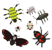 seven cardboard insect models
