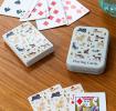 dogs printed playing with metal tin box