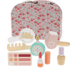 Wooden toy makeup set with floral carry case 