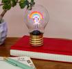 rainbow light bulb showing with the light on