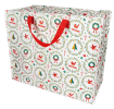 Large rectangular storage bag with a festive Christmas design and a red carrying handles