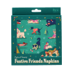 festive friends napkins feature illustrations of dogs with packaging box