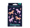 Package of glow-in-the-dark unicorn printed with unicorns, stars, moons, and clouds