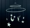 Glow-in-the-dark hanging mobile featuring stars moon