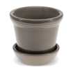 Brown ceramic plant pot with matching saucer