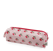 Pencil case in pink featuring colourful illustrations of red cherry print