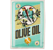 cotton tea towel featuring olive oil and birds print 