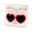 red heart-shaped funglasses in packaging