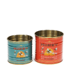 Two storage tins, one small and one large, featuring bees, flowers, and beehive illustrations.