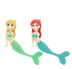 Two mermaid-shaped erasers in different colours