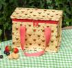 French rose design insulated lunch bag showing fruit on the side