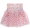 Pink skirt with colourful polka dots in packaging labelled 'Party Tutu'.