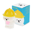 White bear night light wearing a yellow hat, shown next to its yellow packaging box