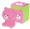 Pink teddy bear night light shown next to its packaging box 