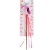 Pink unicorn wand with glittery top and ribbon streamers in packaging