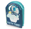 Colour changing bath book' featuring an elephant in a bathtub wearing a yellow polka-dotted shower cap